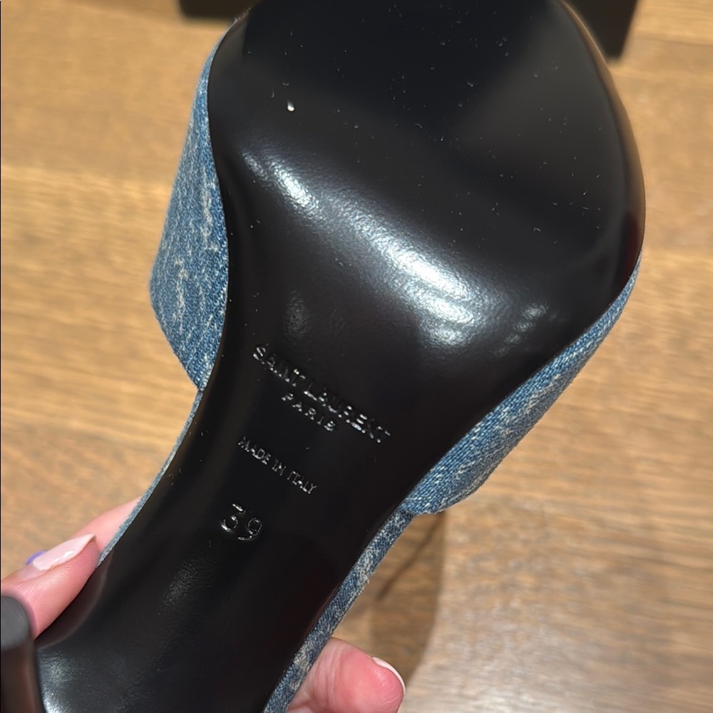 Saint Laurent Blue High Heel Mules - Picture 6 of 7